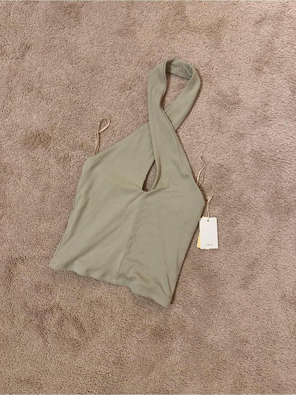 Wilfred Ribbed Cross Halter Tank in Sage